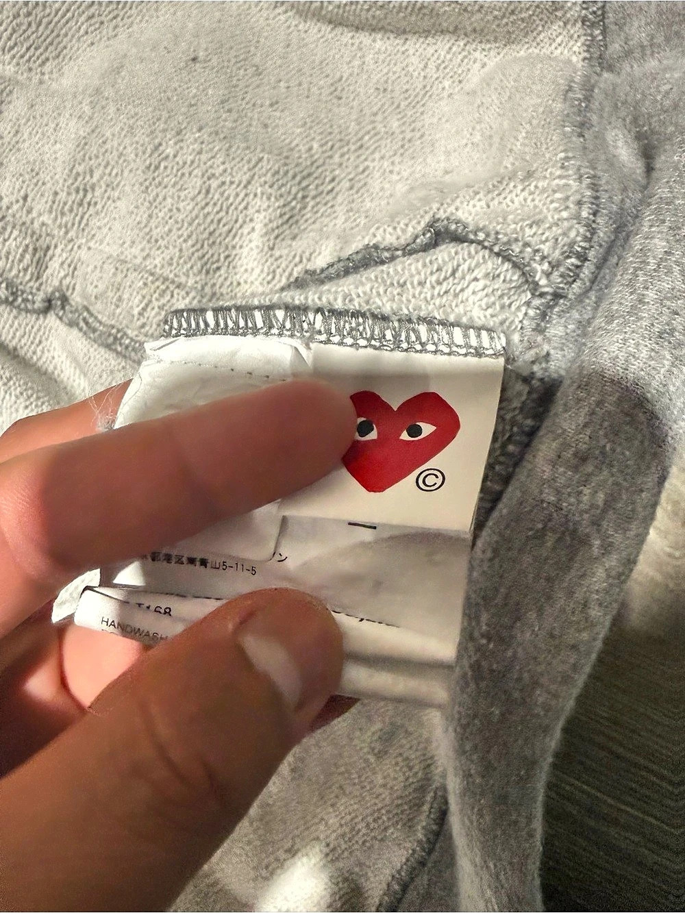 Comme des Garçons PLAY Heart Zip Hoodie Heart Zip Hoodie Gray Medium - Picture 4 of 5